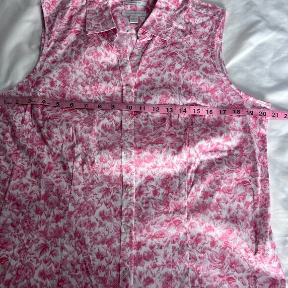 ✨Charter Club Womens 12 Sleeveless Blouse Pink Floral Button Top Work Office - Picture 4 of 6